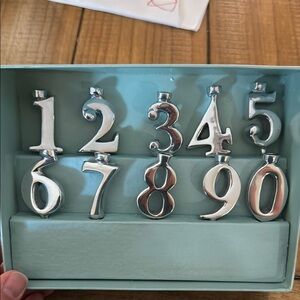 Mariposa metal candle number candle holder- silver finish